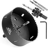 Eliseo 4-1/2 Inch Hole Saw with Heavy Duty Arbor,HSS Bi-Metal Holesaw Drill Bits Cut Smooth and Fast in Wood,Plastic, Drywall, Thin Metal(Black)