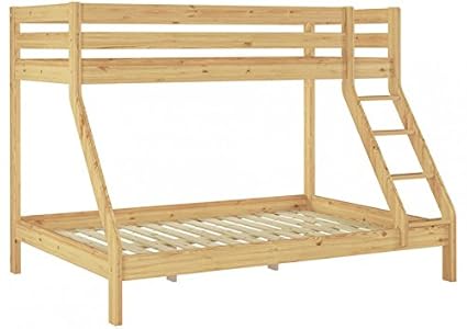 Erst-Holz® Doppel-Etagenbett 140x200 und 90x200 Erwachsenen-Stockbett Kiefer Massivholz Natur 60.19-09-14