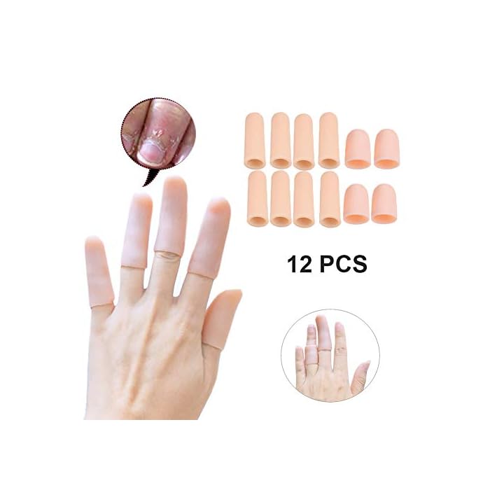 Yitoes 12 Pieces -Gel Finger Protector, Thumb Sleeves - Finger Cots, Finger Caps for Arthritis, Mallet Finger Trigger…