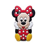 Cute 3D Mickey Minnie Mouse With Red Bow Case Soft Silicon Dots Cover For Apple Iphone 4 4S 4G