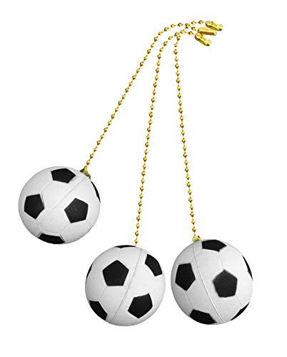 Decorative Soccer Ball Sports Ceiling fan pull with beaded chain - 3 Pack - FA1006