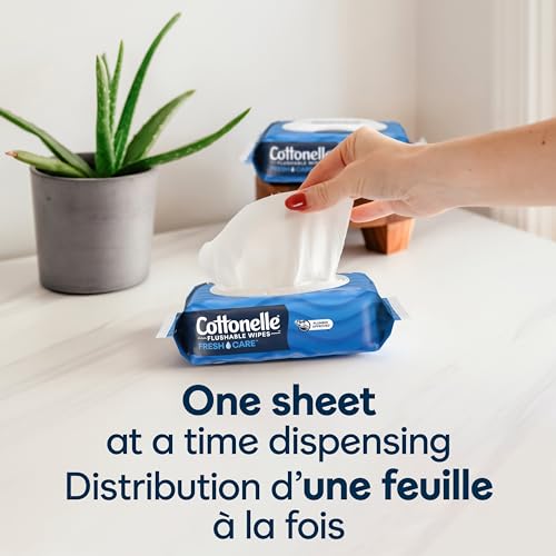 Cottonelle Fresh Care On-The-Go Flushable Wet Wipes, Adult Wet Wipes, 24 On-The-Go Packs, 2 Trays of 12, 14 Wipes per Pack (336 Total Flushable Wipes), Packaging May Vary