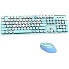 Colorful-Computer-Wireless-Keyboard-Mouse-Combos-Cute-Keyboard-and-Mouse-Set-Typewriter-Flexible-Keys-Office-Full-Sized-Keyboard-24GHz-Dropout-Free-Connection-and-Optical-Mouse-Blue Colorful Computer Wireless Keyboard Mouse Combos, Cute Keyboard and Mouse Set, Typewriter Flexible Keys Office Full…