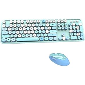 Colorful Computer Wireless Keyboard Mouse Combos, Cute Keyboard and Mouse Set, Typewriter Flexible Keys Office Full…