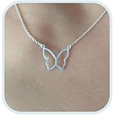 925 Sterling Silver Open Butterfly Necklace, Outline Butterfly, NOT Plated, Layering Necklace, Gift for Her