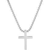 Amazon Essentials Men's Stailness Steel and Gold-Plated Polished Cross Pendant Necklace
