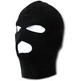 3 HOLE KIDS SKI MASK WINTER HAT BLACK KNITTED SAS BALACLAVA