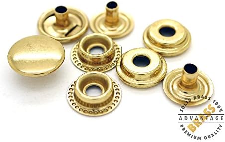 CRAFTMEmore 12 Pack SOLID BRASS Snap Fasteners Ring Socket Heavy Duty Press Popper Studs HQV (12mm (0.47"))