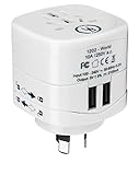 Yubi Power Universal Travel Plug Adapter with Dual USB Ports - Grounded Plug Type I for Australia, Argentina, China, New Zealand