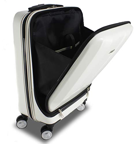 Exzact Cabin luggage/Carry-on Suitcase Bag - 20" / Hard shell/Hardside/Front Pocket for Laptops / 4 wheels 360° Spinning/Lightweight Onboard Suitcase (White) Exzact Cabin luggage/Carry-on Suitcase Bag - 20" / Hard shell/Hardside/Front Pocket for Laptops / 4 wheels 360° Spinning/Lightweight Onboard Suitcase (White)