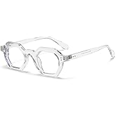 JOVAKIT Retro Octagon Frame Glasses for Women Men Vintage Polygon Non-prescription Clear Lens Eyeglasses