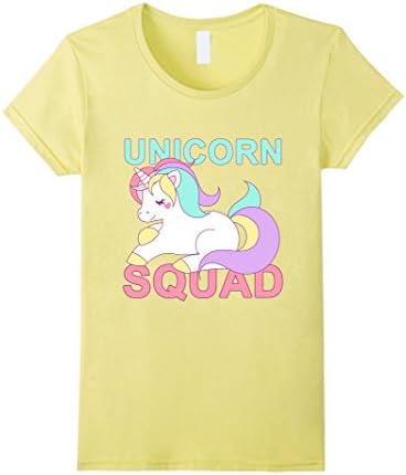 Womens Unicorn Squad funny cute Unicorn Party Tshirt Large Lemon