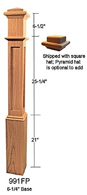 Ascension Stair Parts 991FP Red Oak Flat Panel Ranch Box Newel Post