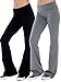 Unique Styles Fold-Over Waistband Stretchy Cotton Blend Yoga Pants (Small-2Pack Black & Grey)