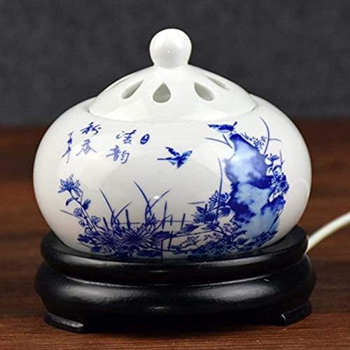 Hwhwxs Portable Porcelain Incense Burner 220 V Electric Plug Ceramic Incense Burner Buddhism Holder,C