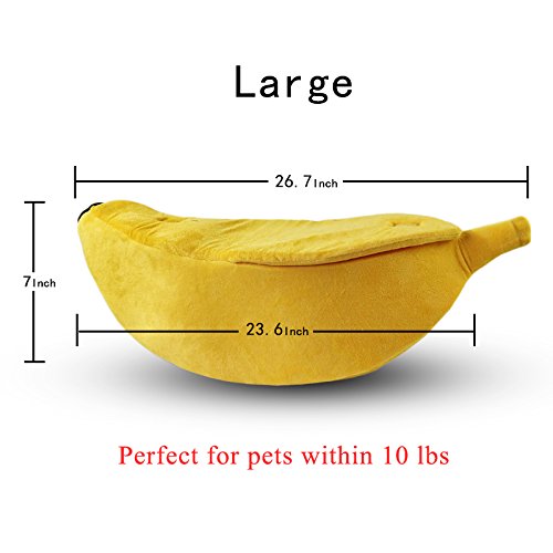 Pet Grow Cute Banana Cat Bed House Large Size, Pet Bed Cave Soft Cat Cuddle Bed, Lovely Pet Supplies for Cats Kittens Bed, Yellow