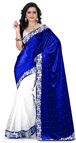 Blue Velvet Saree with Blouse Piece