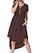levaca Womens Short Sleeve Pleated Loose Fit Casual Dress with Pockets Coffee XL