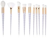 Elephant Xu10Pcs Unicorn Design Handle Shape Makeup Brushes Tools Set White Hair Synthetic Foundation Brush Eyeshadow Blusher with Diamond Bag
