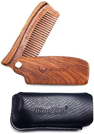 MUANI Fine Tooth Wooden Folding Beard Comb Pocket Size Bear Combs Anti-static Combs Men and Women Bear Care Tools