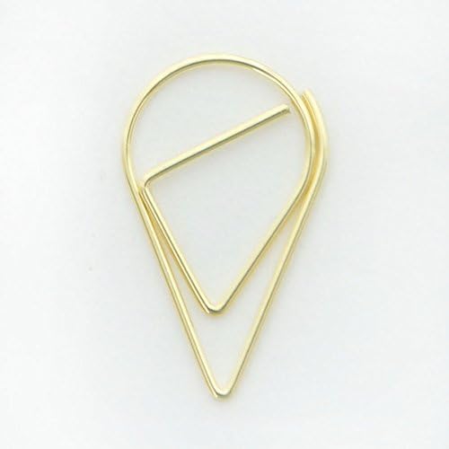 DUOBEY Tear Drop Paper Clips Metal Triangular Triangle Cone Memo Bookmark Clips Black/ Gold/ Silver/ Rose Gold/ Pink/ Green Lovely Office Supplies Decorations Pack of 50 (33mm, Gold)