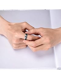 King Will - Anillo de boda de titanio para hombre, 0.315 in, con incrustaciones de madera verde y textura de Damasco
