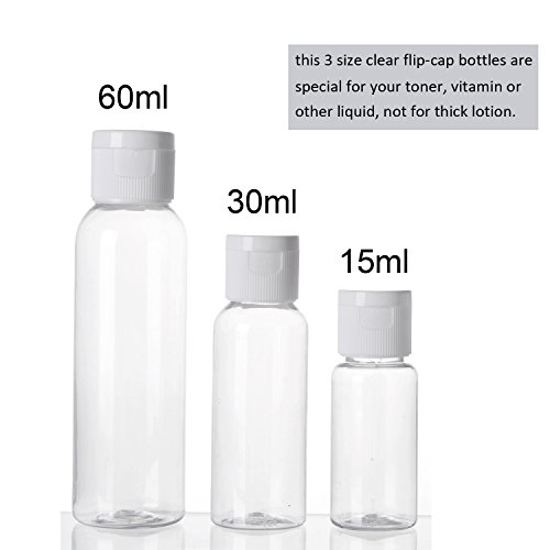 Alink 16pcs Travel Size Toiletry Bottles Set, TSA Approved Clear Cosmetic Makeup Liquid Containers with Zipper Bag Beauty & Personal Care, Tools & Accessories, Bags & Cases, Refillable Containers