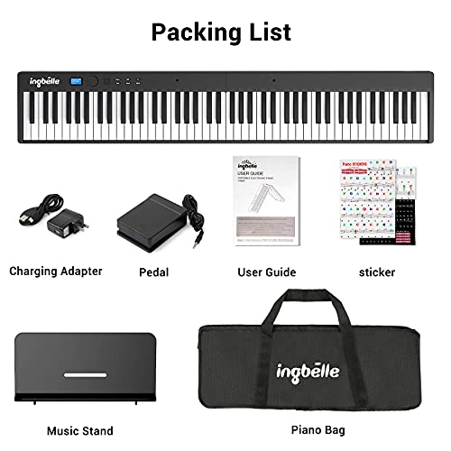 Ingbelle 88Key Digital Piano Keyboard with Bluetooth, Foldable