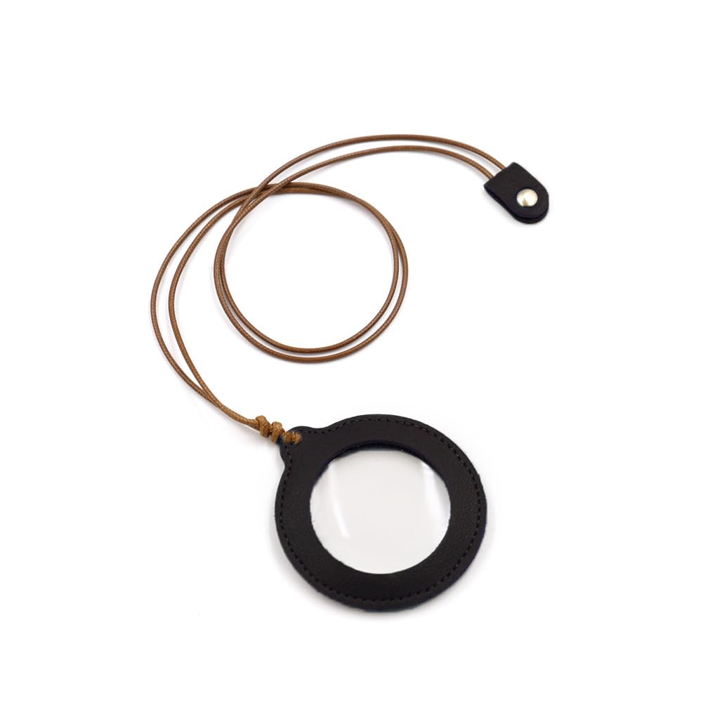 ARFUKA Magnifying Glass Handheld Reading Magnifier 5X Pocket Magnify Glass 48mm Magnifying Glass Lens with Lanyard for Reading Black