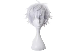 XiongXiongLe Anime Wig Cosplay Jujutsu Kaisen Gojo Satoru Silver White Costume Hair Replacement Wigs For Girl Boy Party Halloween Christmas(Gojo Satoru 1)