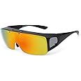 TINHAO Mens Polarized Flip Up Fitover Sunglasses with Mirrored Lenses