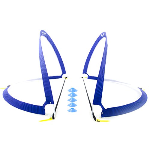 e-joy Porpora Portable Instant Pop-Up Soccer Goal, Nets, Kids Soccer Training Target, Foldable Collapsible Soccer Goals (Set of 2 In Carry Bag Include Cones and Pump), 48'' L x 32'' H x 32'' W, Blue