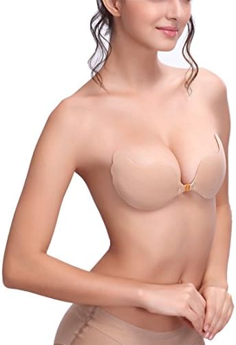Women's Strapless Bra Self Adhesive Silicone Invisible Push-up Bra Reusable Backless Sticky Bras for Women Pack of 2