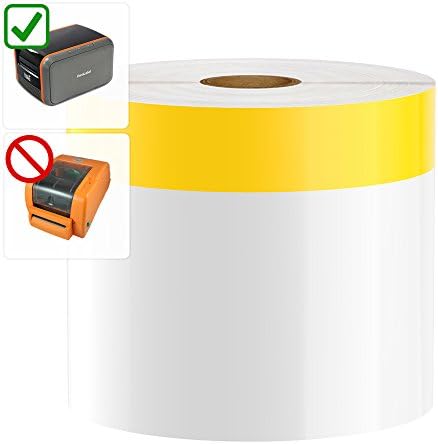 DuraLabel Toro / Bronco (2011-2015 MODELS ONLY) Compatible Premium Vinyl Tape, White w/ 1" Yellow Stripe, 4" x 140'