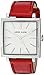 Anne Klein Women's AK/2737SVRD Silver-Tone and Red Leather Strap Watch