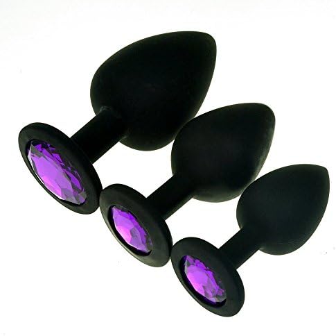 WITP.G 3pcs Silicone Anales Trainer Kit-Bûtt Pl'ugs Beads Massage Toys Jeweled Back Massage Toys(Black)