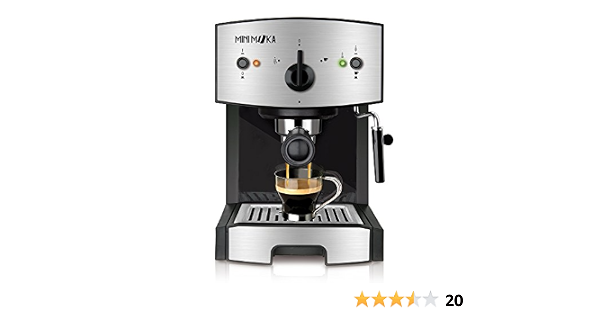 Mini Moka 999317000 Cafetera Espreso 15 Bar / 1050 W / 1,25 L, 5.283441  Cups, Acero Inoxidable : Minimoka: Amazon.es: Hogar y cocina