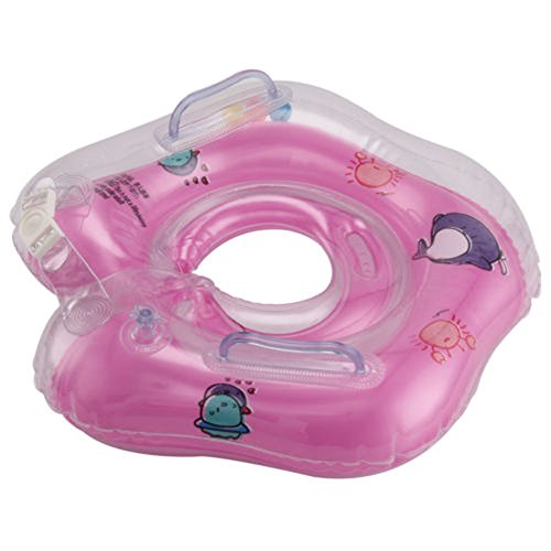 Baby Swimming Rings Double-decked Safety Floating PVC Inflatable Pool Float with Handle,Pink