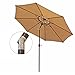 Le Papillon 9 ft Outdoor Patio Umbrella Aluminum Table Market Umbrella Crank Lift Push Button Tilt, Beige