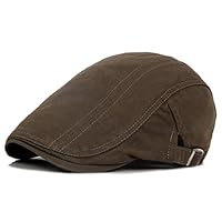 Powerfulline Men Casual Classic Flat Cabbie Newsboy Ivy Hat Cotton Sun Beret Cap Duckbill Driving Hat