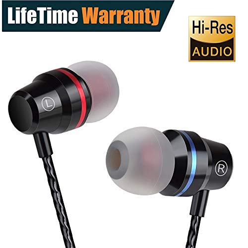 Earbuds Ear Buds in Ear Headphones Wired Earphones with Microphone Mic Stereo and Volume Control Waterproof Wired Earphone for iPhone Samsung Android Mp3 Players Tablet Laptop 3.5mm Audio