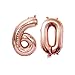 60th Rose Gold Number Balloons Birthday Decorations for Women, 60 Birthday Party Supplies Happy Birthday Balloons Aluminum Balloons Reusable Pink Cute Old Birthday Decorations (60th, Set 1)