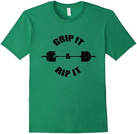 Mens Grip It and Rip It Barbell Tee 2XL Kelly Green