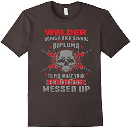 Men's Funny Welding, Proud Welder Tshirt Medium Asphalt