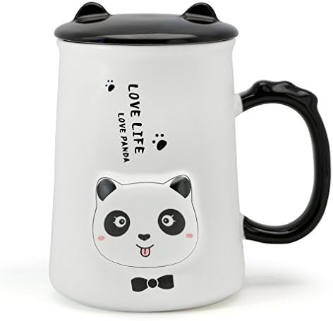 Teagas Cute Ceramic Coffee Cat Mug with Funny Comic Cat pattern Gift Mugs for woman 8 OZ Tea cup