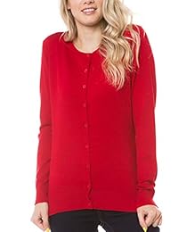 MAYSIX APPAREL Long Sleeve Button Down Round Crew Neck Knit Sweater Cardigan for Women (S-3X, 7size)