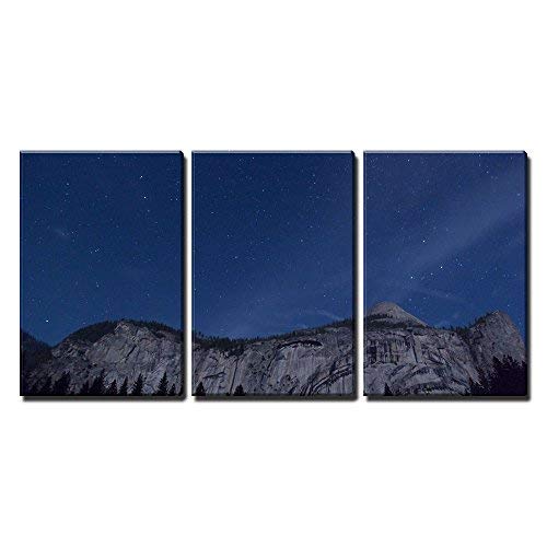 Starry Sky Over Mountain Peak Home Art x3 Panels