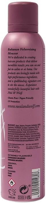 Neal & Wolf Enhance Volumising Mousse Long Lasting Hold Climate Control Shine UV view 4