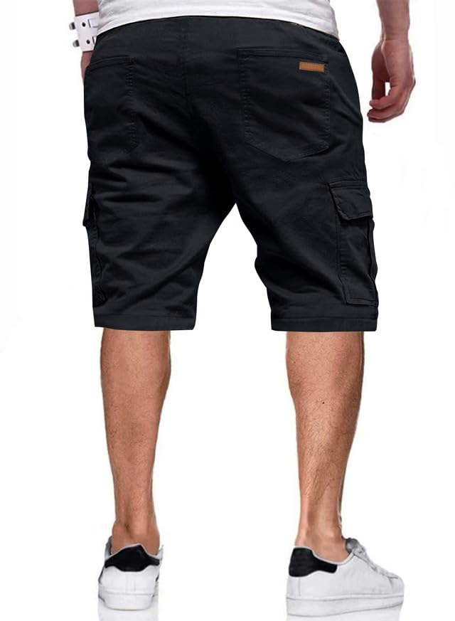 JMIERR Men's Cargo Shorts Casual Drawstring Stretch Shorts with Pockets Relaxed Fit Twill Golf Beach Shorts