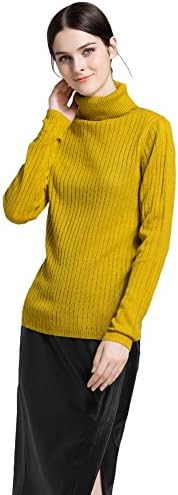 SUGARWEWE Women's Basic High neck Slim Fit Twisted Cable Knit Pullover Sweater